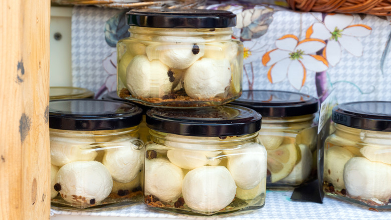 fresh mozzarella in jars of brine