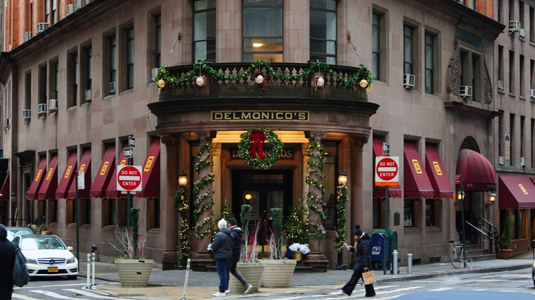 Delmonico's restaurant front entrance in New York City