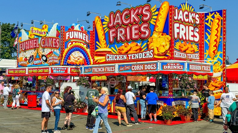 People waiting for food at the Big E fair