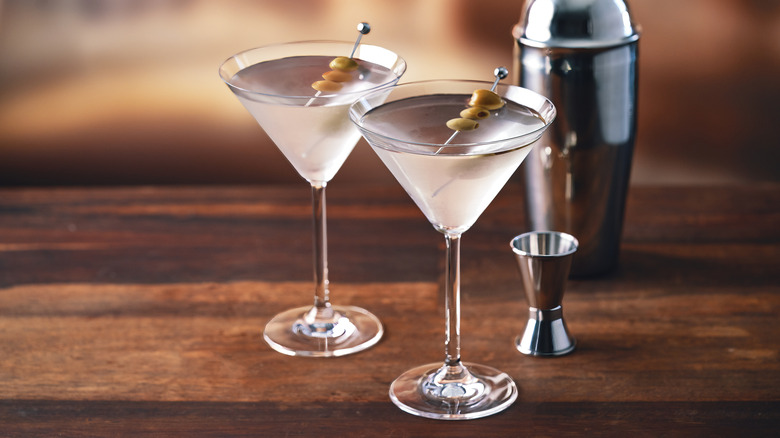two martini cocktails in martini glasses
