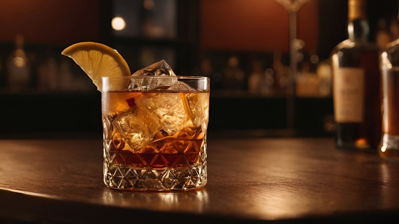 An old fashioned in a lowball