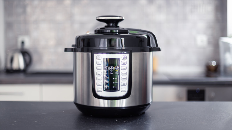 An Instant Pot on a kitchen counter.