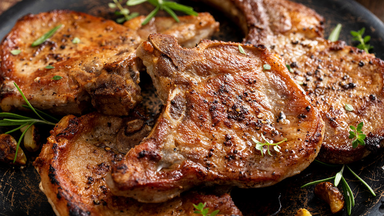 pork chops on a plate