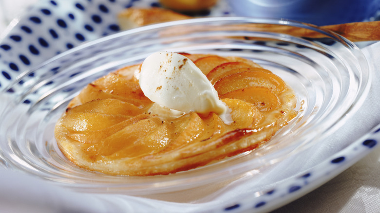 apple pastry with cream quenelle
